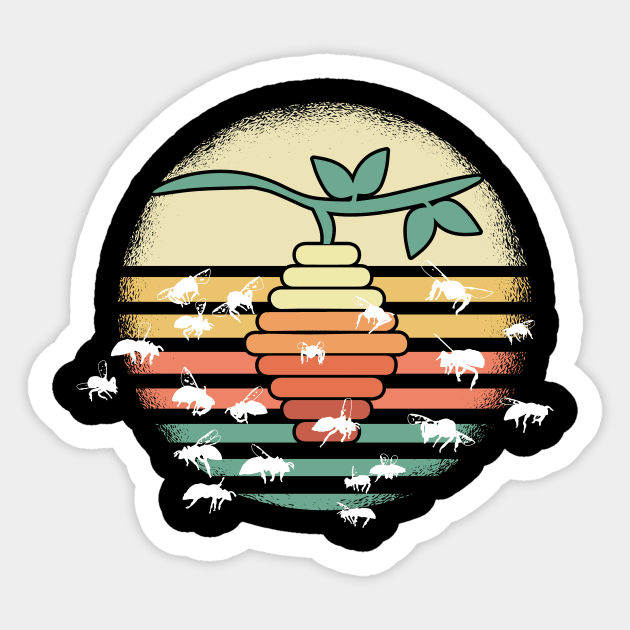 Beekeeper honeybee bee swarm of bees retro Sticker by HBfunshirts